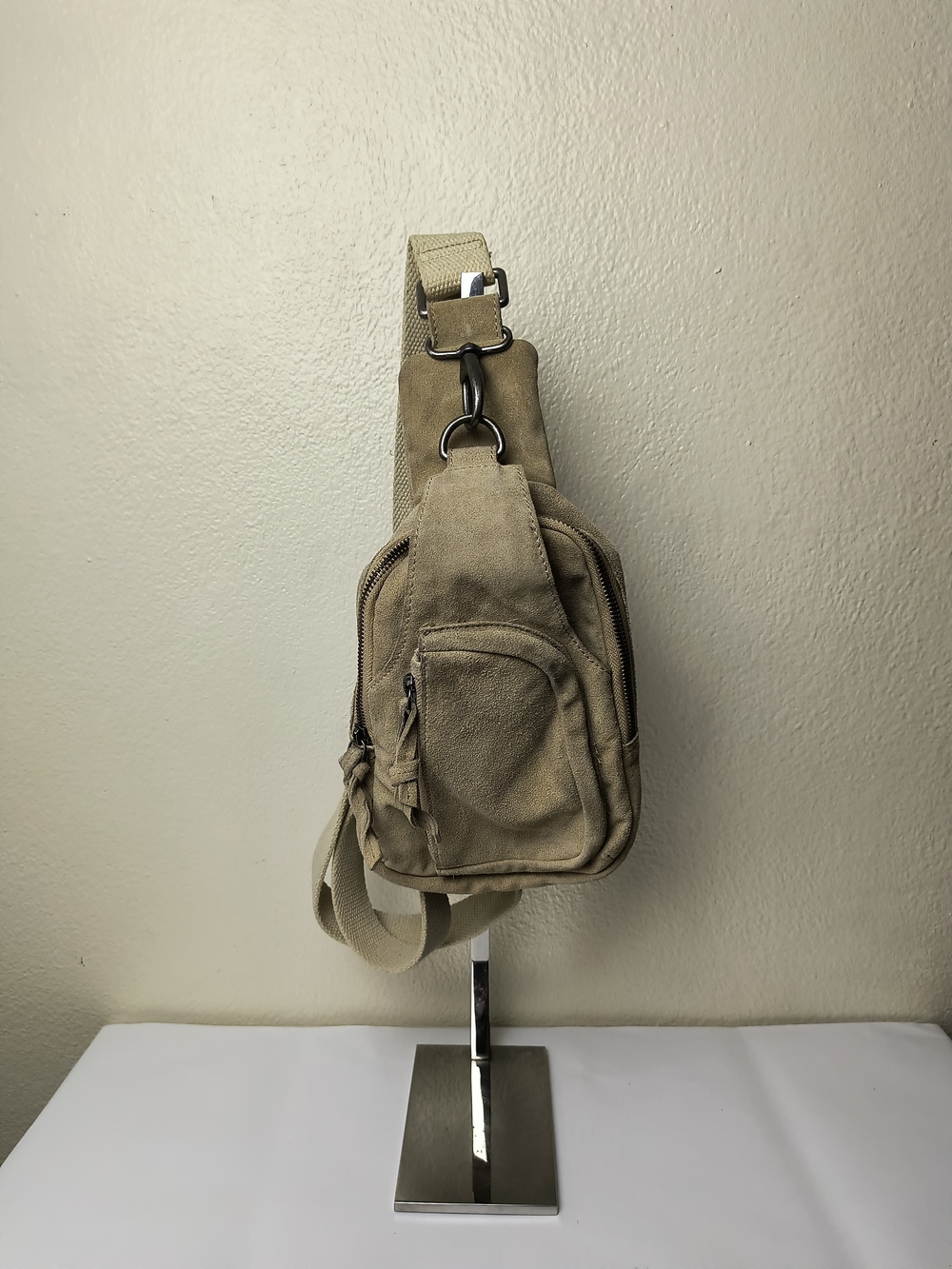Free People Beige Canvas Sling Belt Bag - Unisex Utility